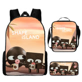 Shape Island Schoolbag Backpack Lunch Bag Pencil Case 3pcs Set Gift for Kids Students
