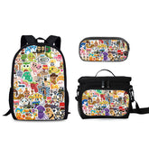 Steal n Catch the Brainrot Schoolbag Backpack Lunch Tote Pencil Case 3pcs Set Gift for Kids Students