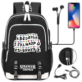 Strangers Things USB Charging Backpack School Note Book Laptop Travel Bags