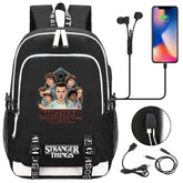 Strangers Things Hellfire Club USB Charging Backpack School Note Book Laptop Travel Bags