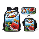 The Adventures of Chuck and friends Schoolbag Backpack Lunch Bag Pencil Case 3pcs Set Gift for Kids Students