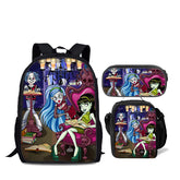 Monster High Schoolbag Backpack Lunch Bag Pencil Case 3pcs Set Gift for Kids Students