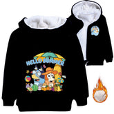 Bluey Pullover Hoodie Sweatshirt Autumn Winter Unisex Sweater Zipper Jacket for Kids Boy Girls