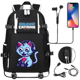 Gravy Cat Man USB Charging Backpack School NoteBook Laptop Travel Bags