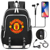 Manchester United Football Club USB Charging Backpack School Note Book Laptop Travel Bags