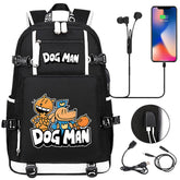 Dog Man USB Charging Backpack School NoteBook Laptop Travel Bags
