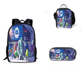 Monster at Work Schoolbag Backpack Lunch Bag Pencil Case 3pcs Set Gift for Kids Students