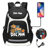 Dog Man USB Charging Backpack School NoteBook Laptop Travel Bags