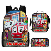 Firebuds Schoolbag Backpack Lunch Bag Pencil Case 3pcs Set Gift for Kids Students