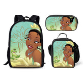 The Princess and the Frog Schoolbag Backpack Lunch Bag Pencil Case 3pcs Set Gift for Kids Students