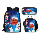 Pinocchio Schoolbag Backpack Lunch Bag Pencil Case 3pcs Set Gift for Kids Students