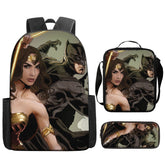 Wonder Woman Diana Prince Schoolbag Backpack Lunch Bag Pencil Case 3pcs Set Gift for Kids Students