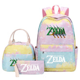 Legends of Zelda Pink Starry Sky SchoolBag Backpack Lunch Box Bag Book Pencil Bags 3pcs Set