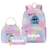 Stitch Pink Starry Sky SchoolBag Backpack Lunch Box Bag Book Pencil Bags 3pcs Set