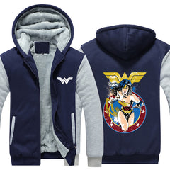 Wonder Woman Hoodie Jacket Autumn Winter Unisex Zipper Sweatershirt Warm Coat