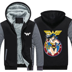Wonder Woman Hoodie Jacket Autumn Winter Unisex Zipper Sweatershirt Warm Coat