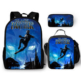 Black Panther Schoolbag Backpack Lunch Bag Pencil Case Set Gift for Kids Students