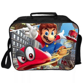 Game Super Mario PU Leather Portable Lunch Box School Tote Storage Picnic Bag