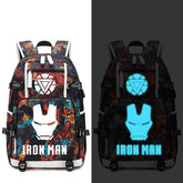 Avengers Iron Man Captain America Thanos Infinity Gauntlet USB Charging Backpack School NoteBook Laptop Travel Bags Luminous