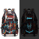 Avengers Black Panther USB Charging Backpack School NoteBook Laptop Travel Bags Luminous