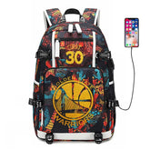 Golden State Basketball Curry #4 USB Charging Backpack School NoteBook Laptop Travel Bags