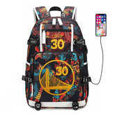 Golden State Basketball Curry #6 USB Charging Backpack School NoteBook Laptop Travel Bags