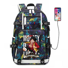 Anime One Piece Charging Backpack School NoteBook Laptop Travel Bags