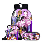 JoJos Bizarre Adventure Schoolbag Backpack Lunch Bag Pencil Case Set Gift for Kids Students