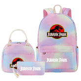 Jurassic Park Pink Starry Sky SchoolBag Backpack Lunch Box Bag Book Pencil Bags 3pcs Set