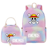 ONE PIECE Pink Starry Sky SchoolBag Backpack Lunch Box Bag Book Pencil Bags  3pcs Set