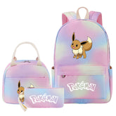 Pokemon Charmander Umbreon Flareon Eevee Pink Starry Sky SchoolBag Backpack Lunch Box Bag Book Pencil Bags 3pcs Set