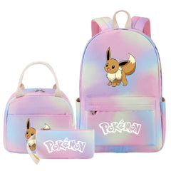 Pokemon Charmander Umbreon Flareon Eevee Pink Starry Sky SchoolBag Backpack Lunch Box Bag Book Pencil Bags 3pcs Set