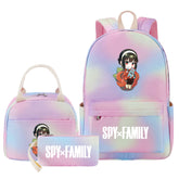 Spy Family Pink Starry Sky SchoolBag Backpack Lunch Box Bag Book Pencil Bags  3pcs Set