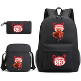 Turning Red SchoolBag Backpack Shoulder Bag Book Pencil Bags 3pcs Set