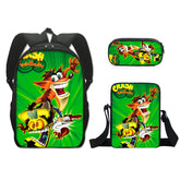 Crash Bandicoot Schoolbag Backpack Lunch Bag Pencil Case Set Gift for Kids Students