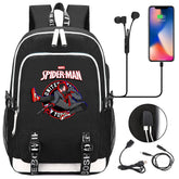 Spiderman Into the Spider Verse Miles Morales USB Charging Backpack School Note Book Laptop Travel Bags