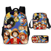 One Piece Monkey D. Luffy Schoolbag Backpack Lunch Bag Pencil Case Set Gift for Kids Students