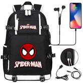 Spiderman Superhero Gwen Miles Morales USB Charging Backpack School NoteBook Laptop Travel Bags