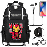 Avengers Superhero Iron Man Captain America Spiderman Hulk Thor Thanos USB Charging Backpack School NoteBook Laptop Travel Bags