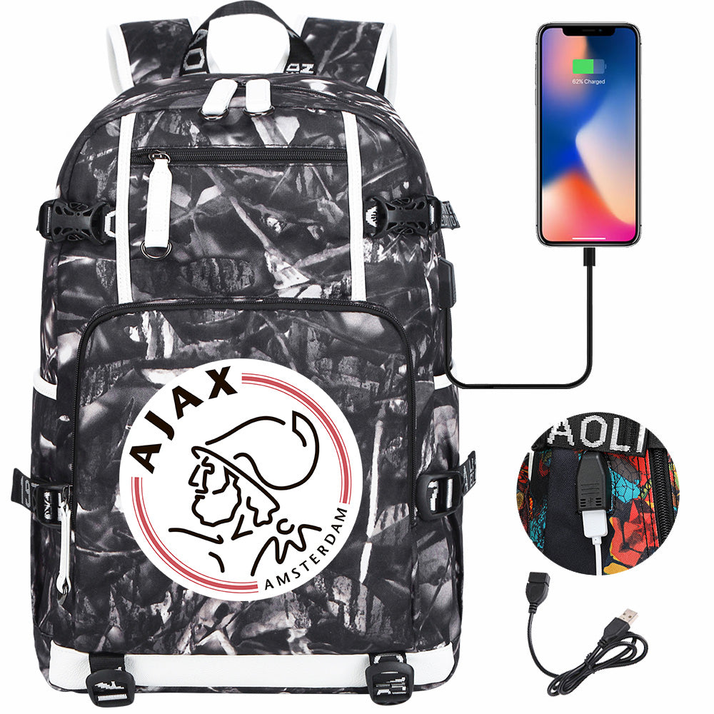 Amsterdamsche Football Club USB Charging Backpack School NoteBook Laptop Travel Bags