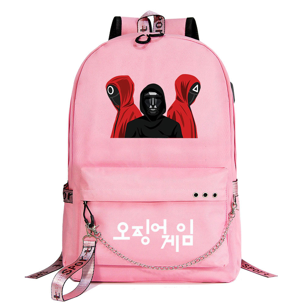 Squid Game USB Charging Backpack Shoolbag Notebook Bag Gifts for Kids Students