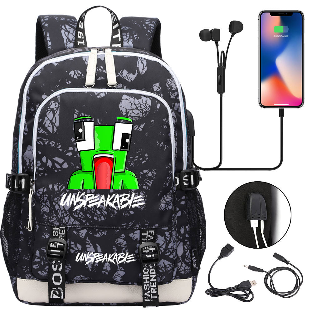 Game Unspeakable Frog USB Charging Backpack School Note Book Laptop Travel Bags