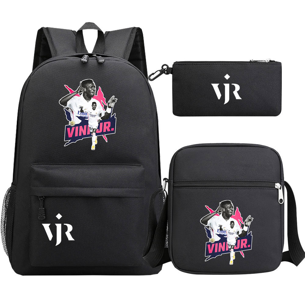 Vinicius Junior Football Player SchoolBag Backpack Shoulder Bag Book Pencil Bags 3pcs Set