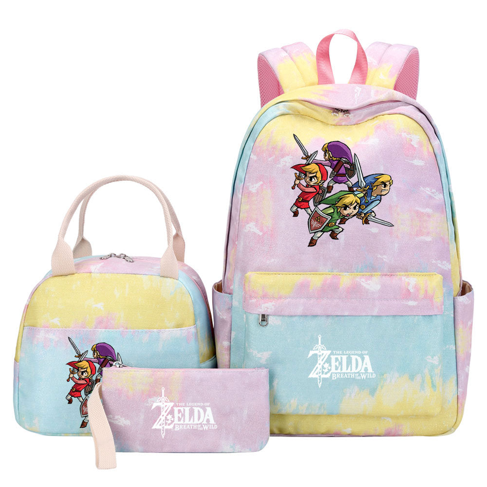Zelda Pink Starry Sky SchoolBag Backpack Lunch Box Bag Book Pencil Bags 3pcs Set