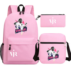 Vinicius Junior Football Player SchoolBag Backpack Shoulder Bag Book Pencil Bags 3pcs Set