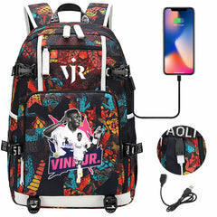 Vinicius Junior USB Charging Backpack School NoteBook Laptop Travel Bags