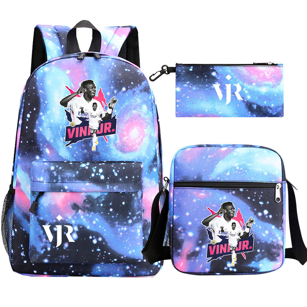 Vinicius Junior Football Player SchoolBag Backpack Shoulder Bag Book Pencil Bags 3pcs Set