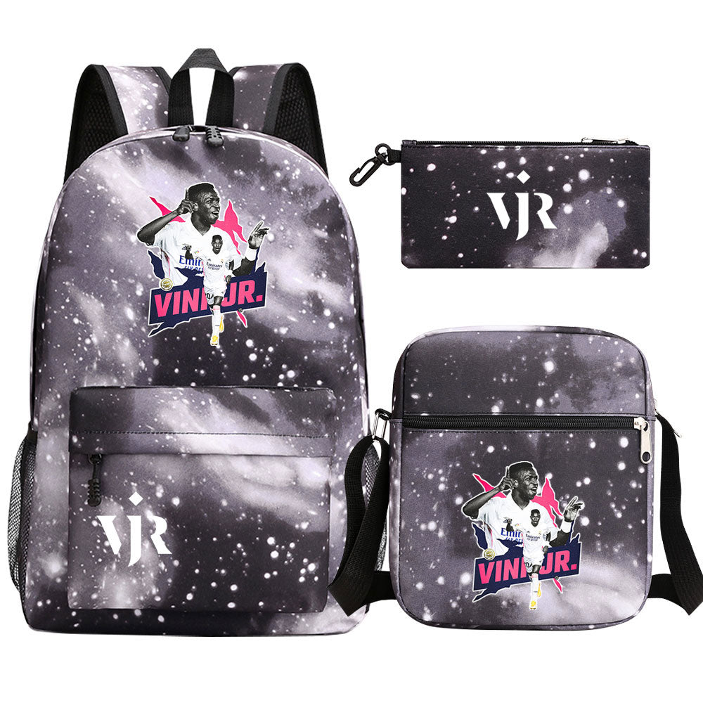 Vinicius Junior Football Player SchoolBag Backpack Shoulder Bag Book Pencil Bags 3pcs Set