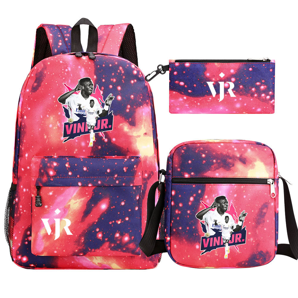 Vinicius Junior Football Player SchoolBag Backpack Shoulder Bag Book Pencil Bags 3pcs Set