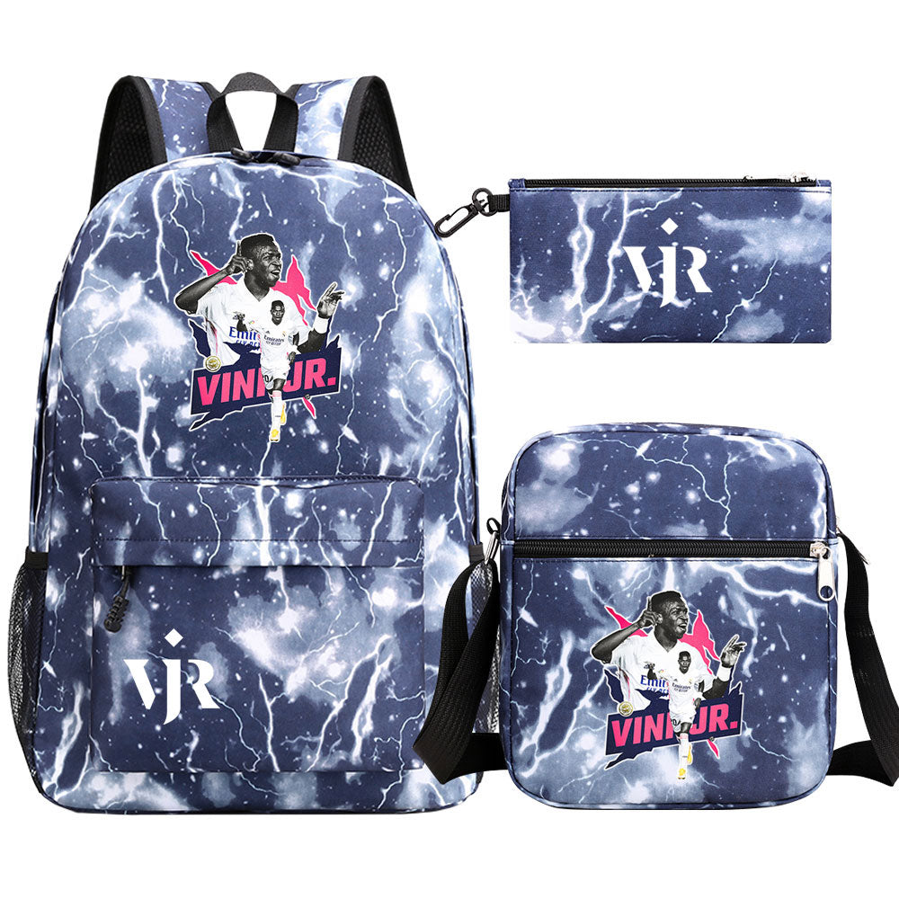 Vinicius Junior Football Player SchoolBag Backpack Shoulder Bag Book Pencil Bags 3pcs Set
